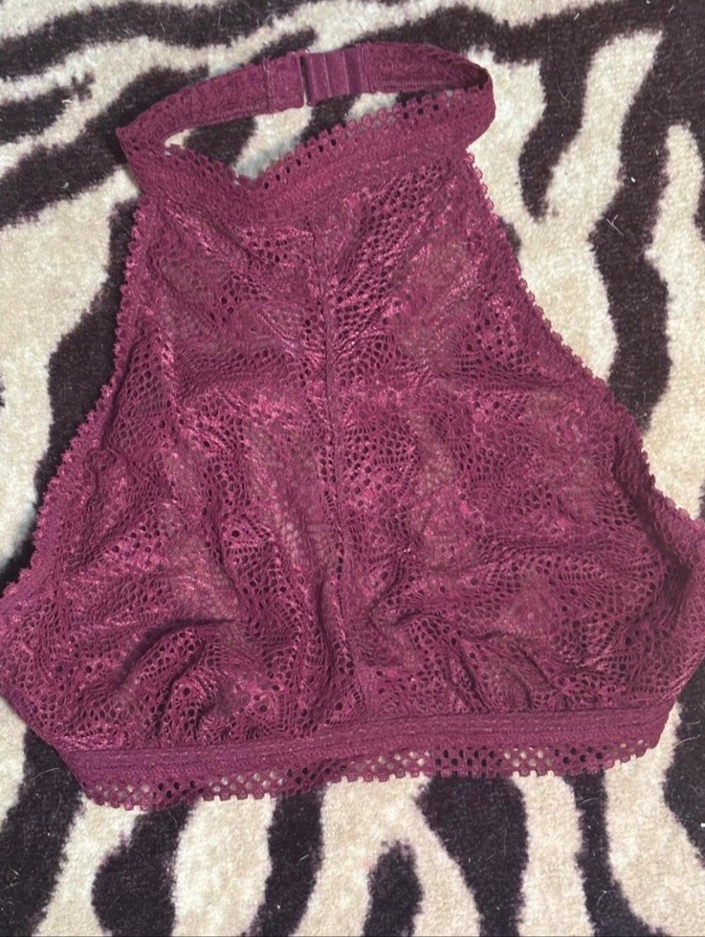 Victoria's Secret Lace Halter Bralette in Deep Berry